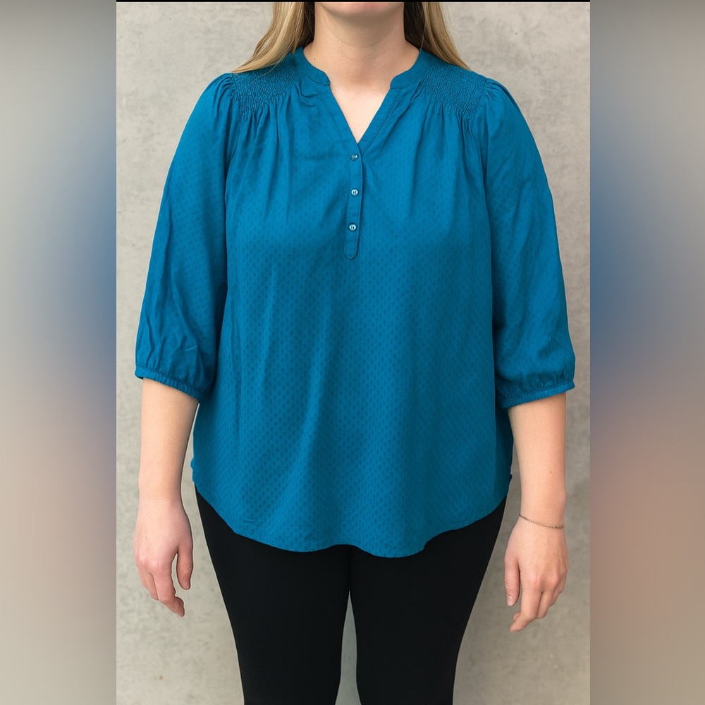 Croft & Barrow Blue Patterned Blouse size 3x NWT
